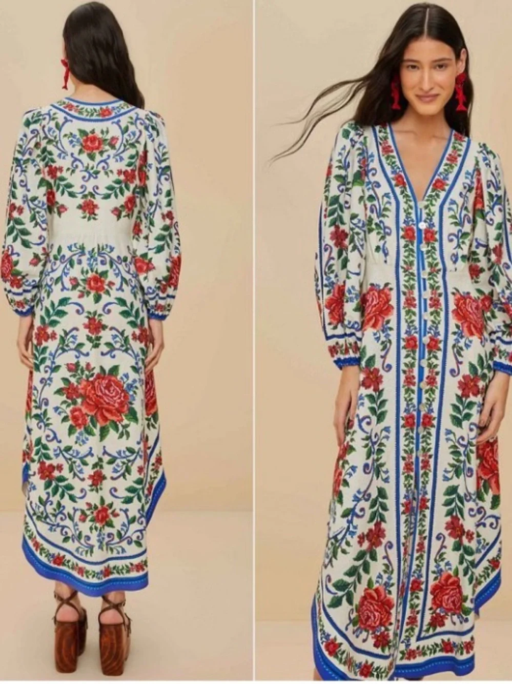 Off-White Flower Tapestry Lenzing™ Ecovero™ Euroflax™ Maxi Dress - Picture 2 of 3